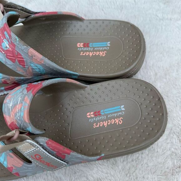 Skechers Women's Foamies Reggae Thong Sandals Floral Multicolor Casual Size 11 - Picture 4 of 8